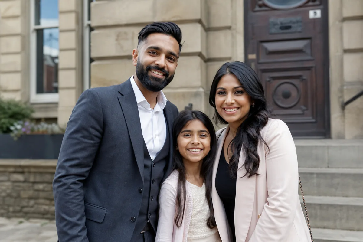 New British citizen family celebrating together