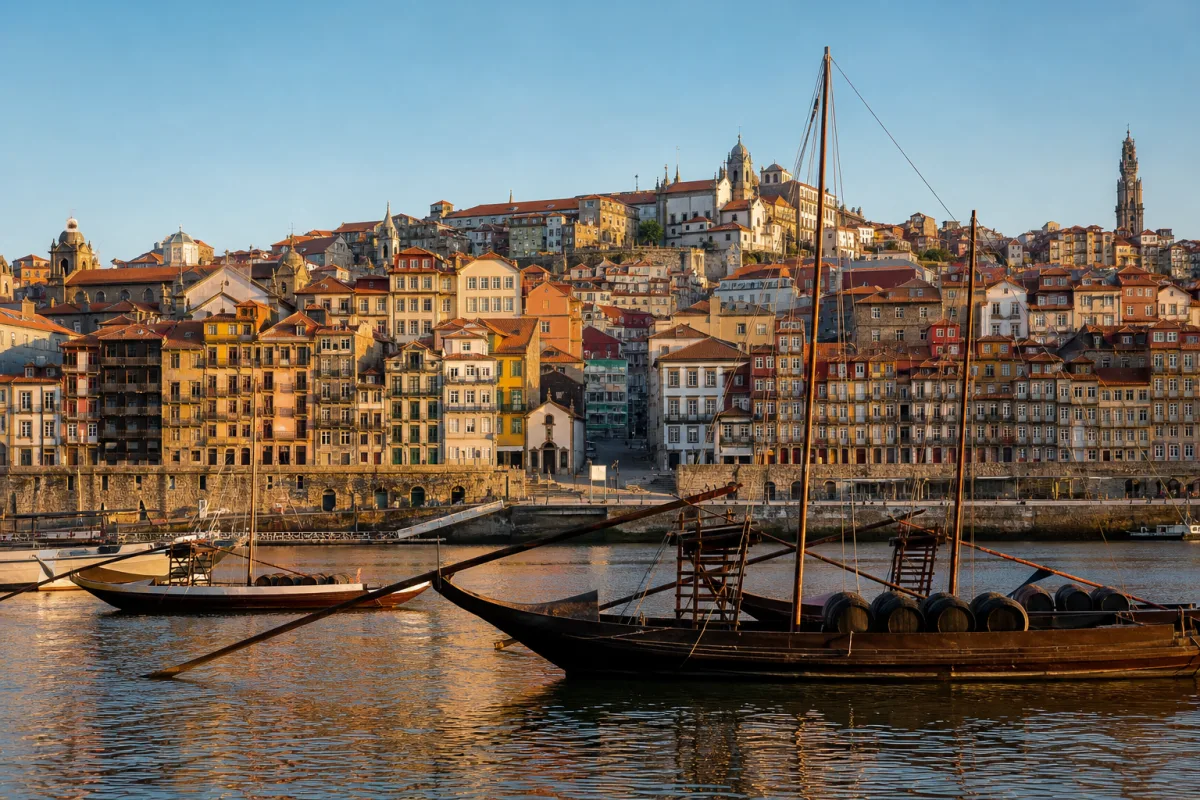 Historic Porto riverside with traditional buildings