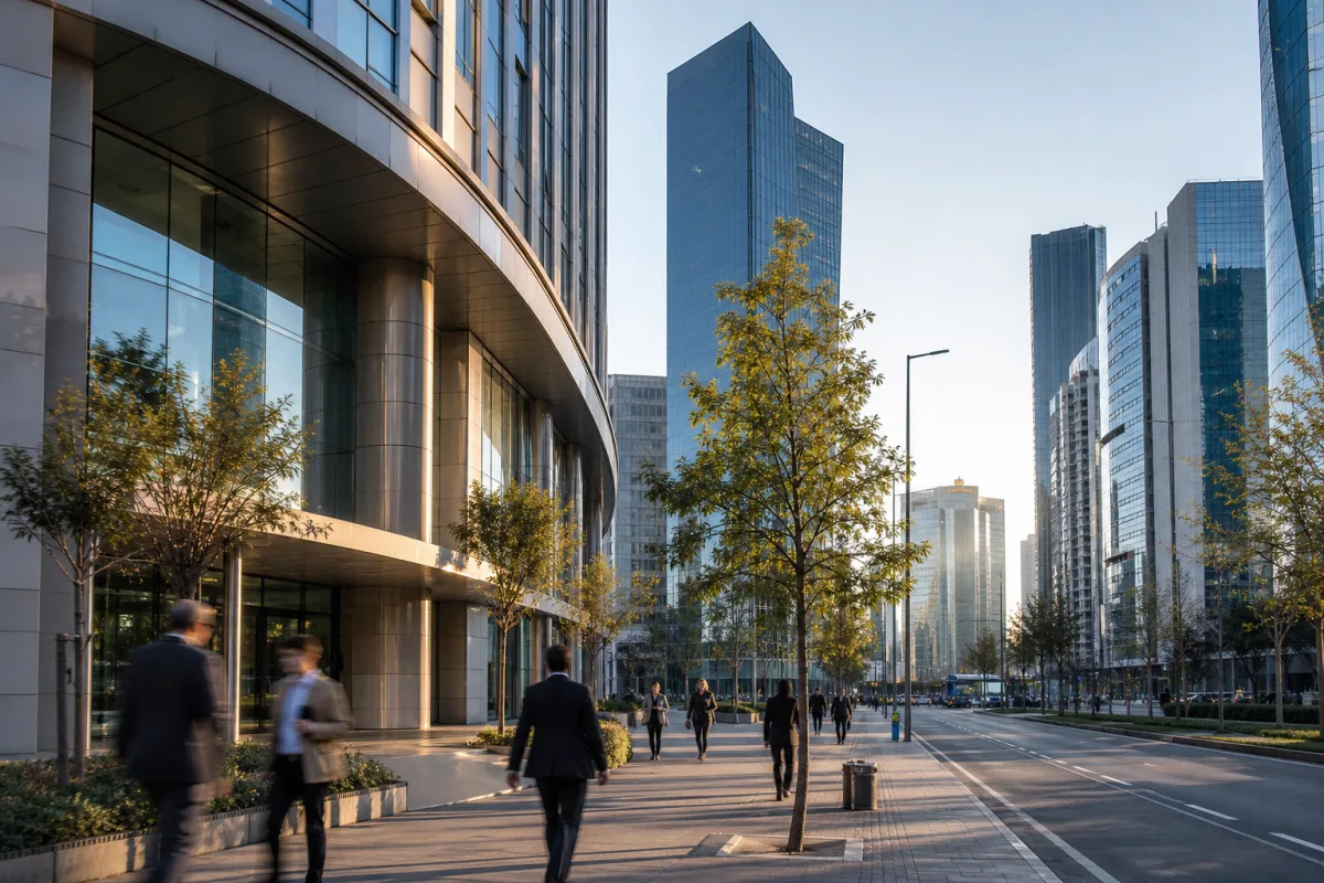 Modern business district in Istanbul with office towers