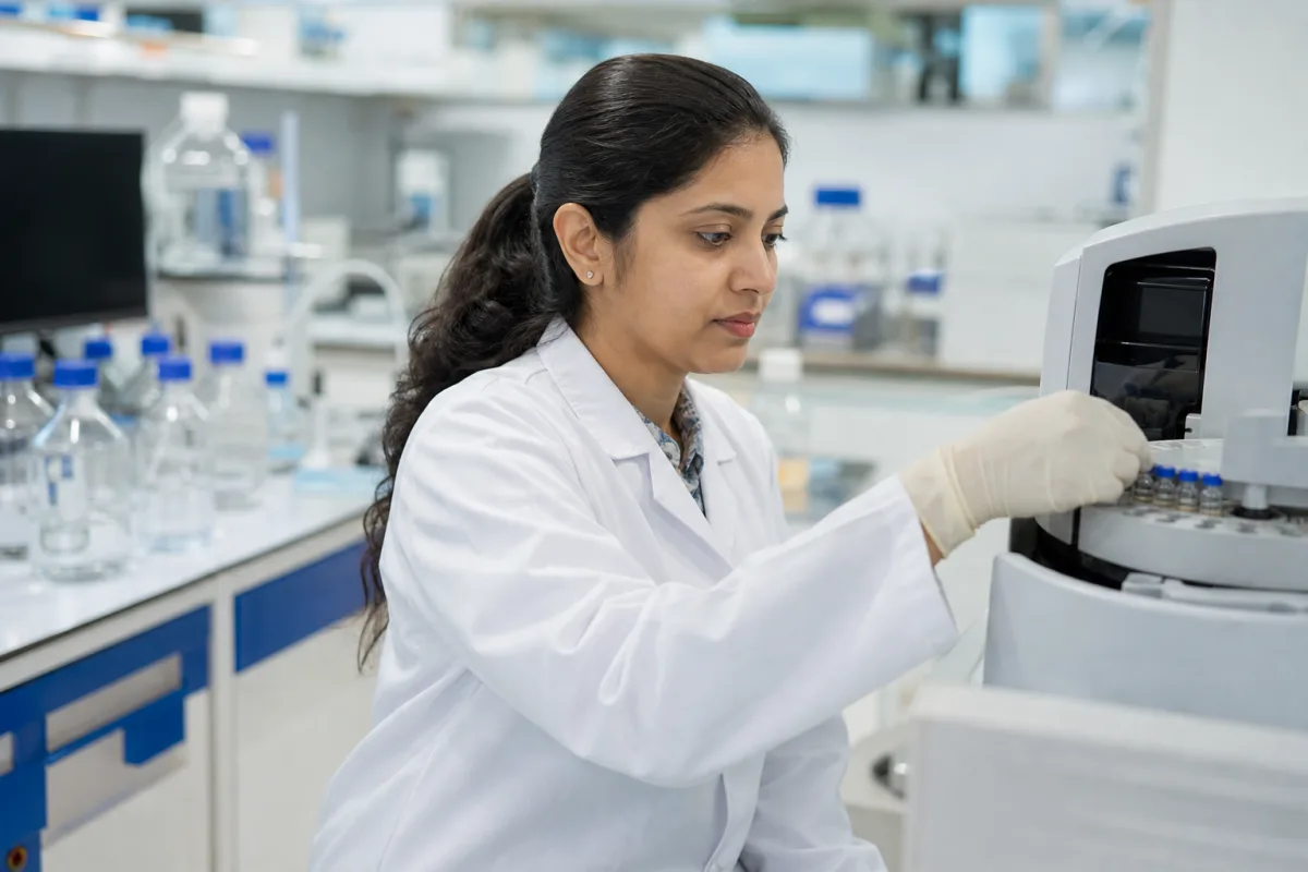 Researcher working in a modern laboratory